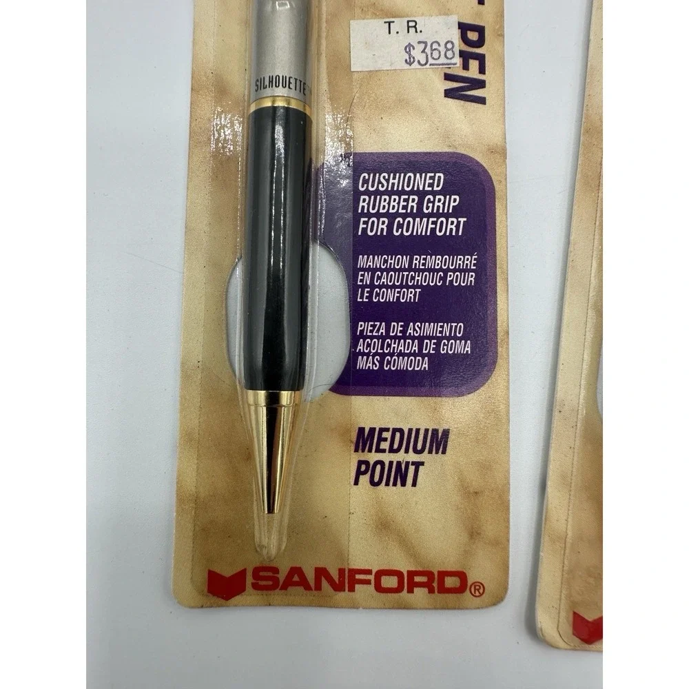 2 Vintage Sanford Silhouette Ball Point Pens 51935 Black Ink Medium NOS Japan